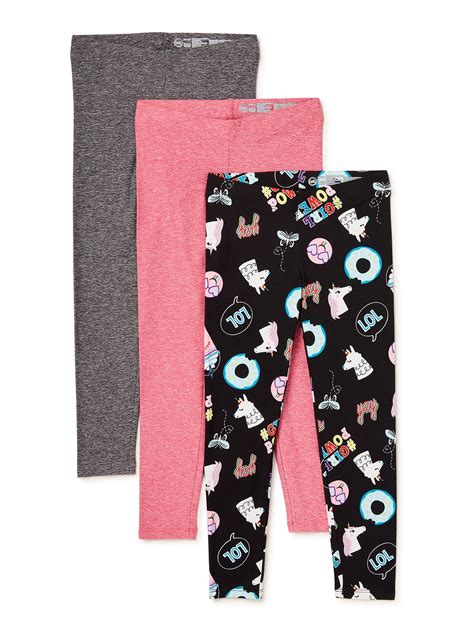 Wonder Nation Girls Cozy Leggings, 3-Pack, Sizes 4-18 & Plus - Walmart.com