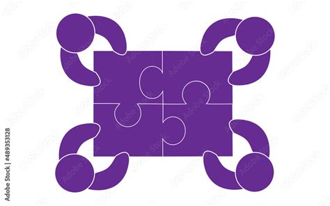 Teamwork people with puzzle pieces top view. Teamwork people vector for ...