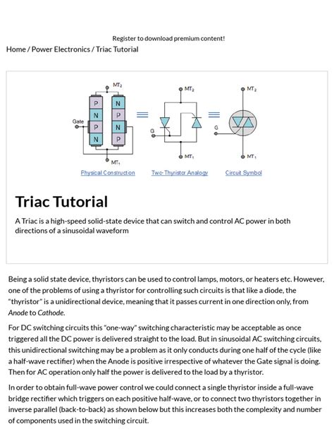 Triac Tutorial and Triac Switching Circuits | Download Free PDF ...