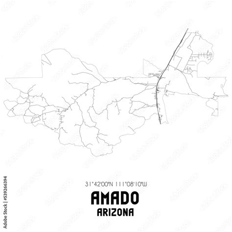 Amado Arizona. US street map with black and white lines. Stock ...