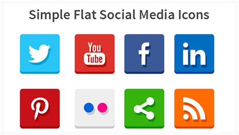 Simple Flat Social Media Icons (PSD & PNG) - GraphicsFuel