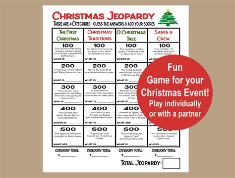 Christmas Trivia Game Christmas Jeopardy Christmas Seniors - Etsy