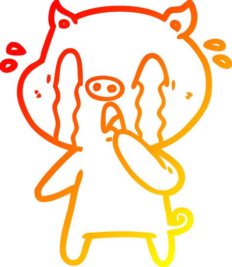 warm gradient line drawing crying pig cartoon 10201141 Vector Art at ...