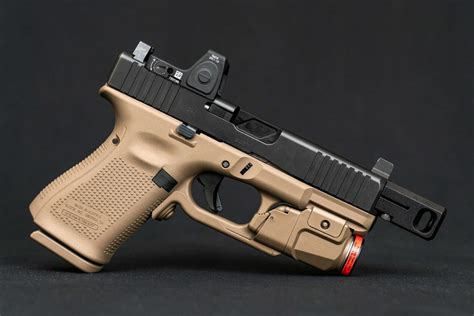 Glock 19 Gen 5 Threaded Match Barrel Coyote Frame w/ Trijicon RMR ...