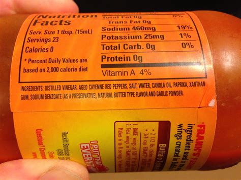 Franks Red Hot Buffalo Sauce Nutrition Facts - Nutrition Ftempo