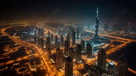 Night View Of Dubai From Above Background, Dubai Picture Of Dubai ...