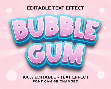 Premium Vector Editable Text Effect Bubble Gum 3d Text Effect With