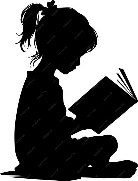 Premium Vector | A child reading book vector silhouette 10