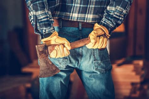 Lumberjack with Axe stock photo. Image of harvesting - 125766124