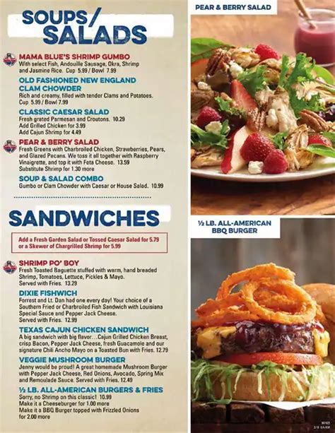 Menu at Bubba Gump Shrimp Co. restaurant, Galveston