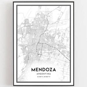 Mendoza Map Print, Mendoza Map Poster Wall Art, Mendoza City Map ...