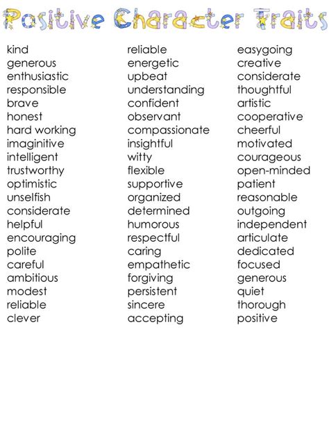 25+ best ideas about Positive character traits on Pinterest | Negative ...