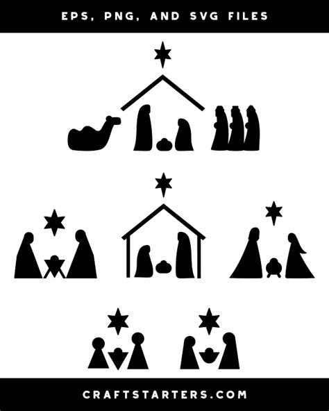 Simple Nativity Scene Silhouette Clip Art