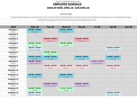 Schedule Maker Template Excel – printable schedule template