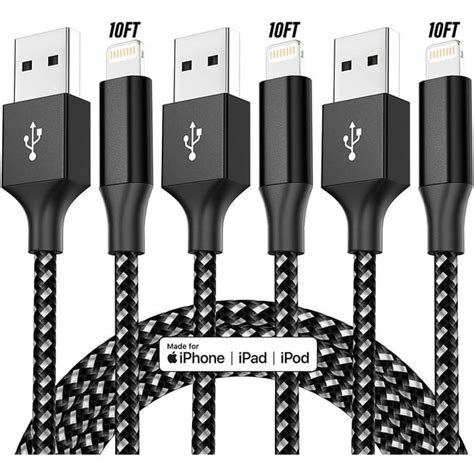 Bkayp 3 Pack 10Ft iPhone Charger Cables [Apple Mfi Certified] Lightning ...