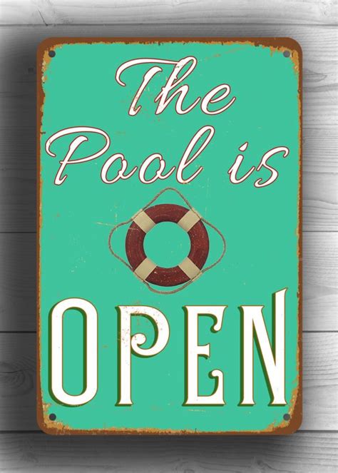 Pool is Open Sign | Classic Metal Signs