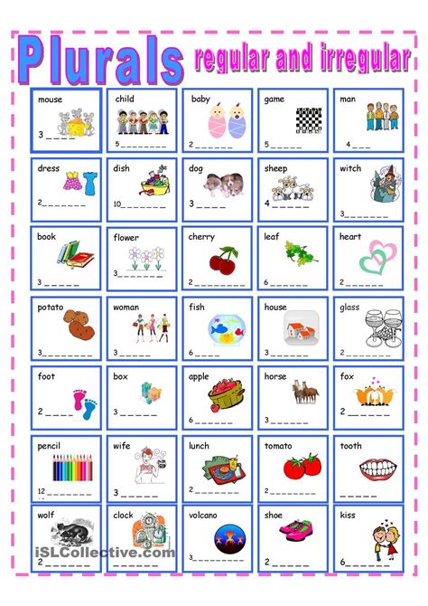 Irregular Plural Nouns Worksheets