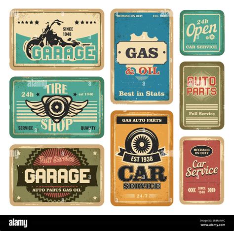 Garage vintage signs set Stock Vector Image & Art - Alamy