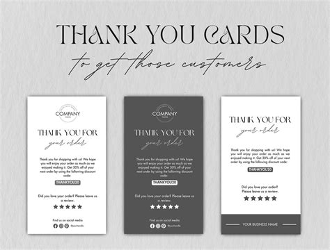 Editable Thank You Cards, Printable Thank You Cards for Customers ...