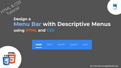 Menu Bar with Descriptive Menus | CSS | Geekboots