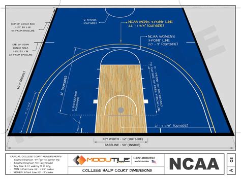 Basketball Half Court Dimensions (Drawings) | ModuTile