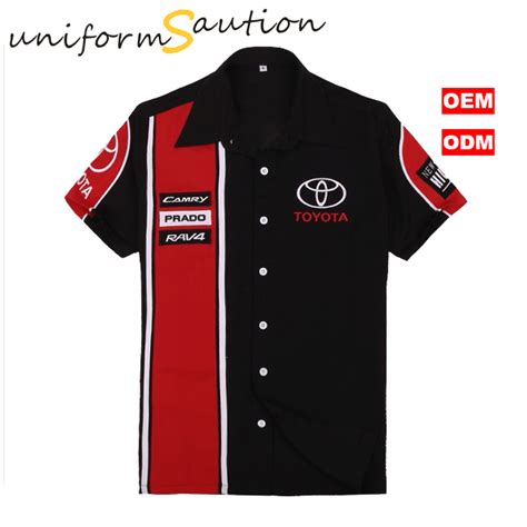 Custom embroidered TOTOTA F1 pit crew racing team shirts for men