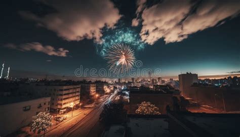 Colorful Fireworks Exploding in the Night Sky Stock Photo - Image of ...