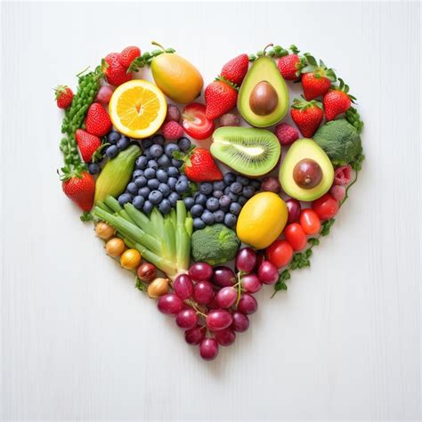 Premium AI Image | Healthy heart made of fresh fruits and vegetables on ...