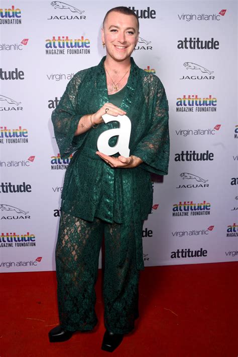 Sam Smith attends Attitude Awards wearing lingerie