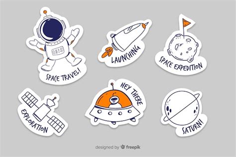 Cute collection of space stickers | Free Vector