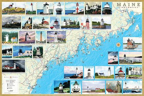 Maine Lighthouses Illustrated Map & Guide | Bella Terra Maps