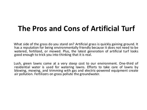 The Pros and Cons of Artificial Turf