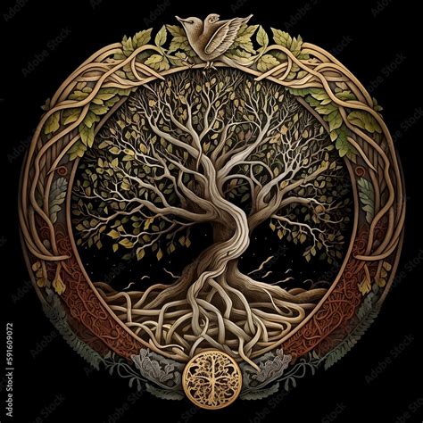 yggdrasil the tree of life in norse mythology Stock Illustration ...