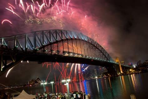 Sydney Harbour Bridge New Year Fireworks Stock Image - Image of ...