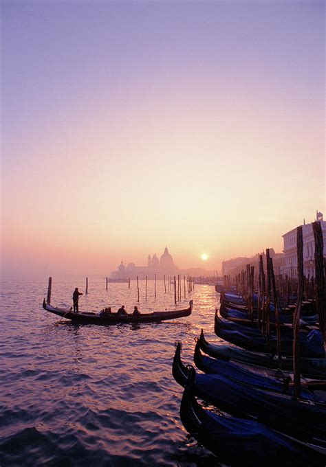 Italy, Venice Gondolas At Sunset by Grant Faint