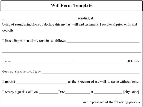 Will Form Template | Editable PDF Forms