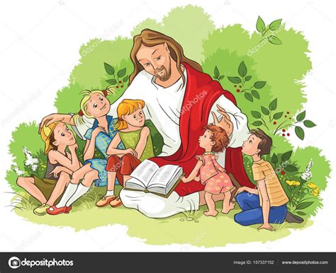 Jesus reading the Bible to children Stock Vector Image by ©Aura #157337152