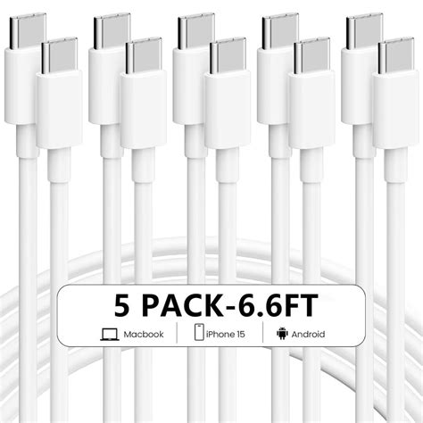 iPhone 15 USB-C Charger 5 Pack, 6.6ft Fast Charging Cable Compatible ...