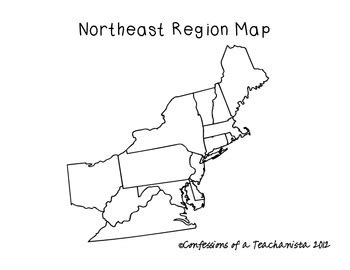 Northeast States Blank Map Printable