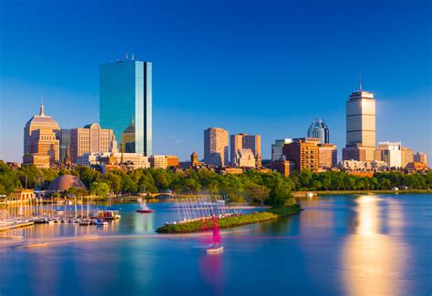 Boston skyline at the evening. Cityscape of Back Bay Boston ...