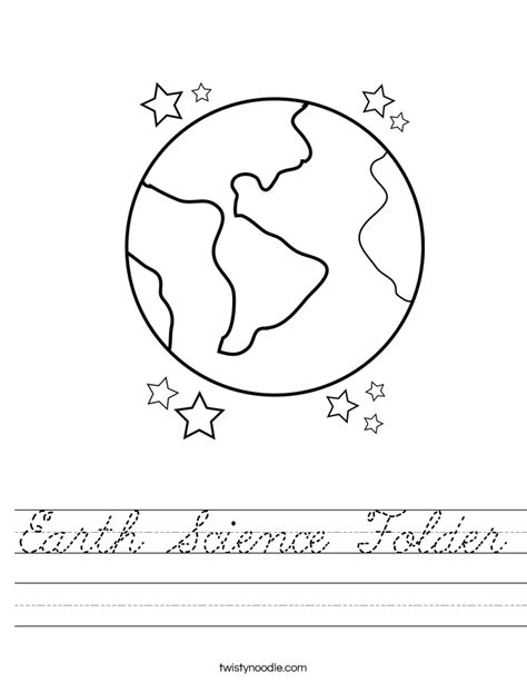 Earth Science Folder Worksheet - Cursive - Twisty Noodle