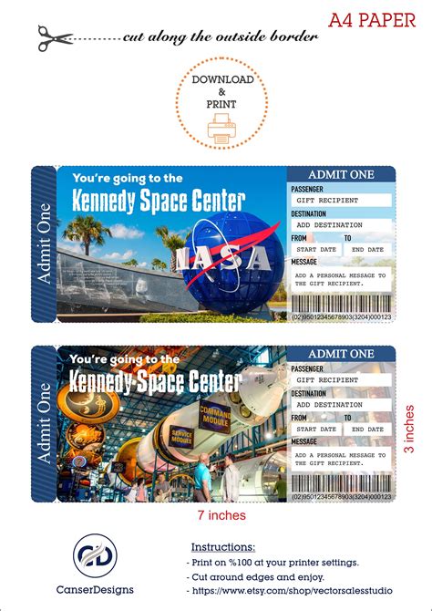 Printable Kennedy Space Center Surprise Trip Ticket, NASA Space Ticket ...