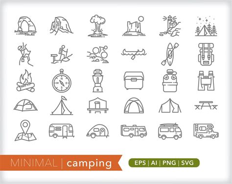 30 Camping Icons Travel Icons SVG AI PNG Digital Download for Design ...