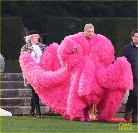 Sam Smith Dons Stunning Pink Dress While Filming New Music Video ...