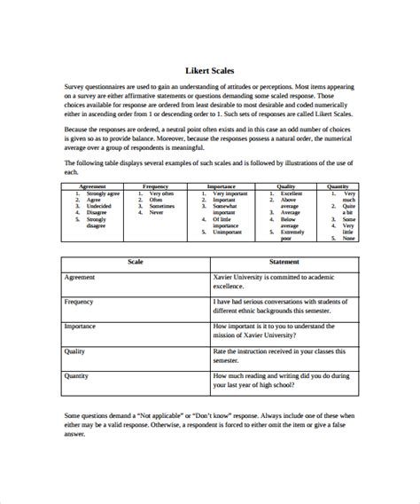 Sample Likert Scale Questionnaire