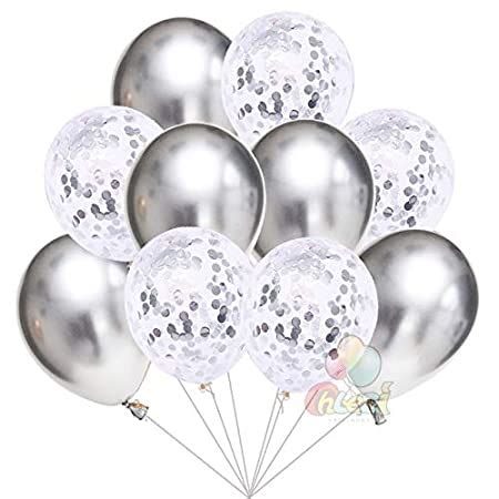 Silver Chrome Balloons Confetti Balloon – Utsav Birthday Showroom