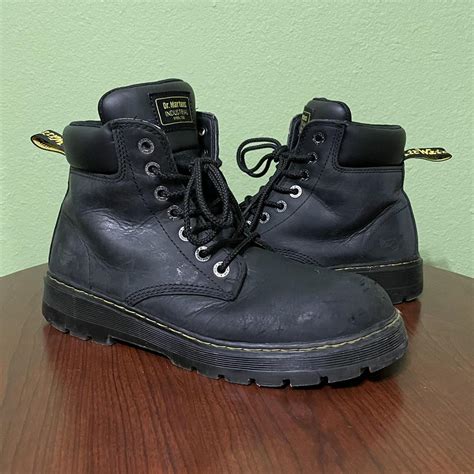 Doc Martens industrial steel toe boot in black Size... - Depop