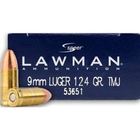 CCI 9mm Ammunition Speer Lawman CCI53651 124 Grain Total Metal Jacket ...