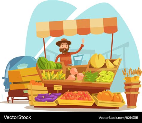 Market cartoon concept Royalty Free Vector Image