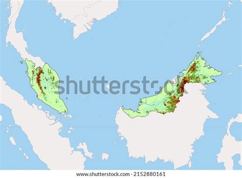 High Detailed Vector Malaysia Physical Map Stock Vector (Royalty Free ...